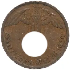 Монета 1 рейхспфенниг 1939 года G Германия (аверс)