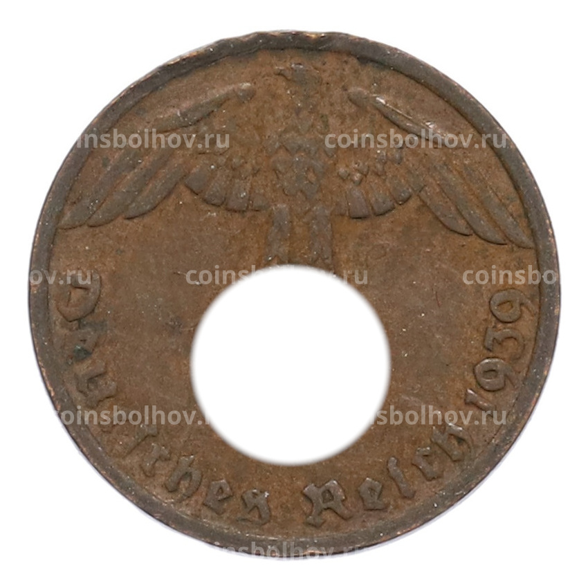 Монета 1 рейхспфенниг 1939 года G Германия
