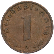Монета 1 рейхспфенниг 1939 года G Германия (реверс)