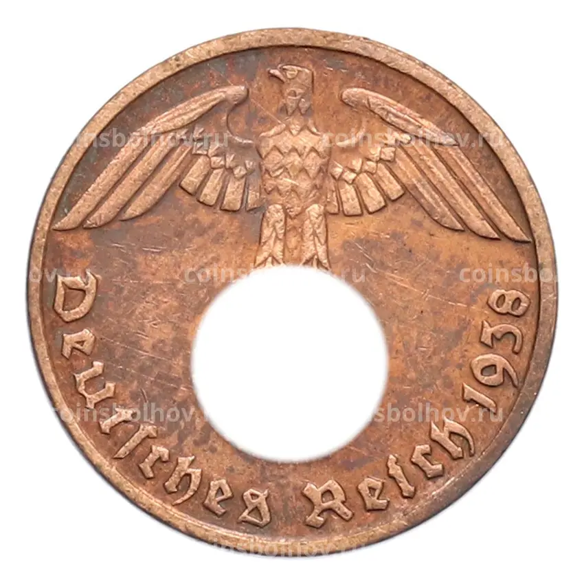 Монета 1 рейхспфенниг 1938 года D Германия