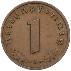 Монета 1 рейхспфенниг 1939 года A Германия (реверс)