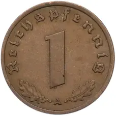 Монета 1 рейхспфенниг 1939 года A Германия (реверс)