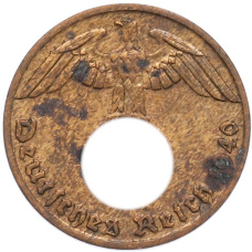 Монета 1 рейхспфенниг 1940 года J Германия (аверс)