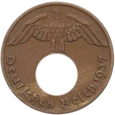 Монета 1 рейхспфенниг 1937 года A Германия (аверс)