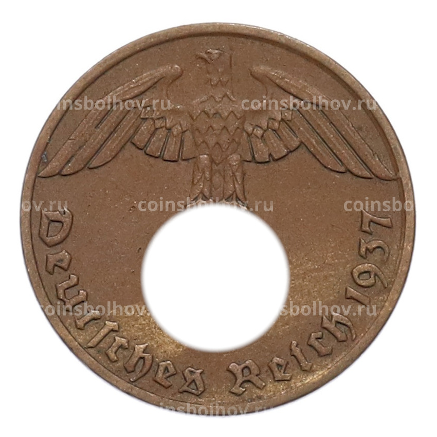 Монета 1 рейхспфенниг 1937 года A Германия