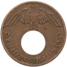 Монета 1 рейхспфенниг 1937 года A Германия (аверс)