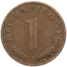 Монета 1 рейхспфенниг 1937 года A Германия (реверс)