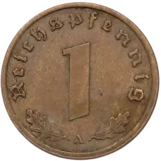 Монета 1 рейхспфенниг 1939 года A Германия (реверс)