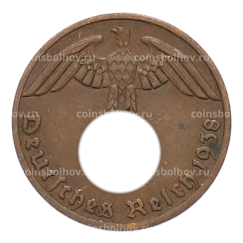 Монета 1 рейхспфенниг 1938 года A Германия