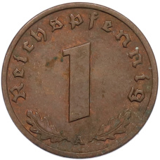 Монета 1 рейхспфенниг 1939 года A Германия (реверс)