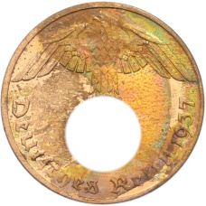 Монета 1 рейхспфенниг 1937 года A Германия (аверс)