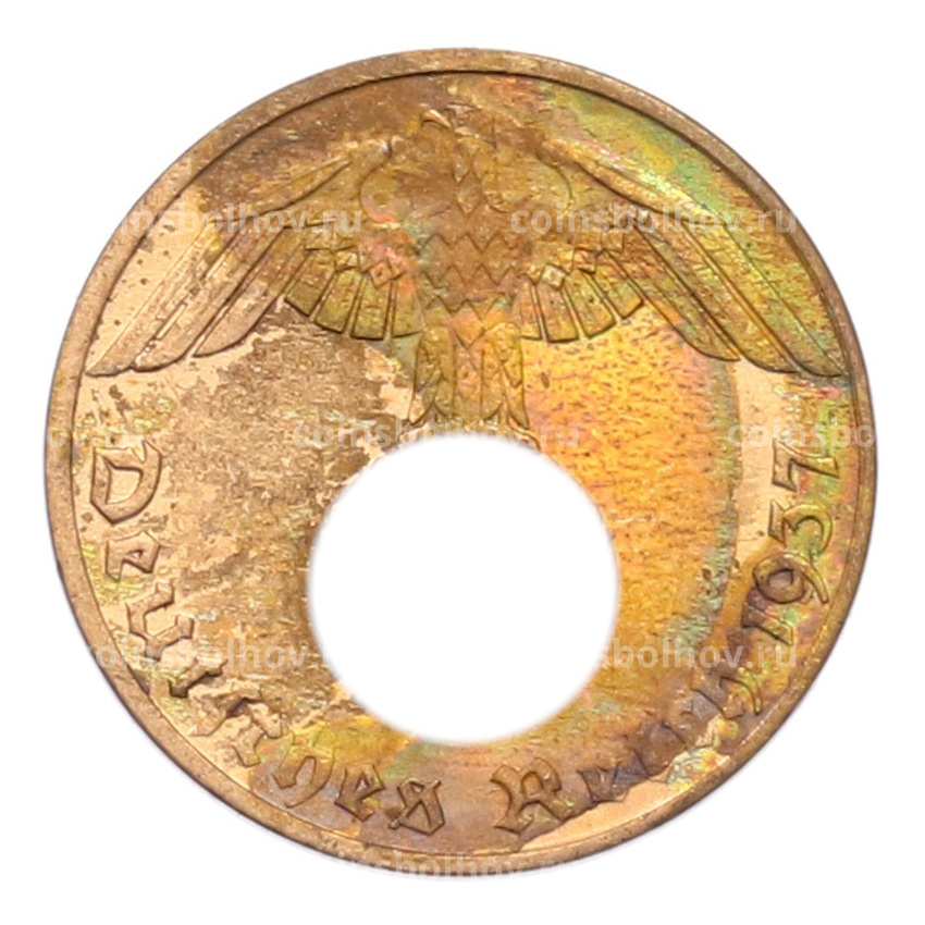 Монета 1 рейхспфенниг 1937 года A Германия