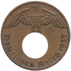 Монета 1 рейхспфенниг 1937 года A Германия (аверс)