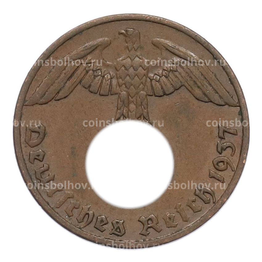 Монета 1 рейхспфенниг 1937 года A Германия