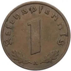 Монета 1 рейхспфенниг 1937 года A Германия (реверс)