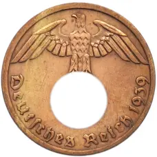 Монета 1 рейхспфенниг 1939 года A Германия (аверс)