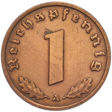 Монета 1 рейхспфенниг 1939 года A Германия (реверс)