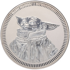 Монета 2 доллара 2023 года Ниуэ «Звездные войны — Грогу» (аверс)