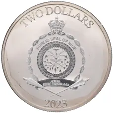 Монета 2 доллара 2023 года Ниуэ «Звездные войны — Грогу» (реверс)