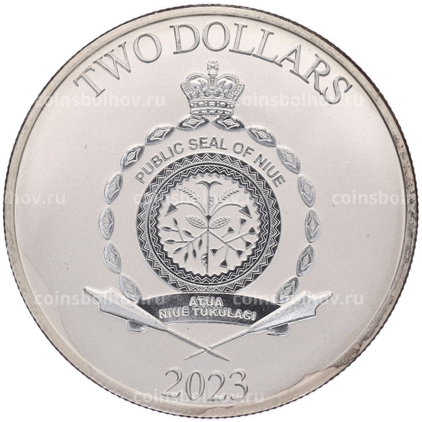 Монета 2 доллара 2023 года Ниуэ «Звездные войны — Грогу» (вид 2)