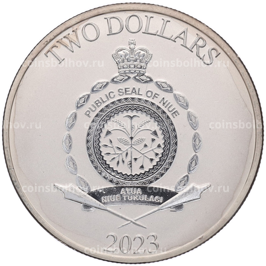 Монета 2 доллара 2023 года Ниуэ «Звездные войны — Грогу» (вид 2)