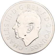 Монета 2 фунта 2025 года Великобритания «Британский Лев» (реверс)