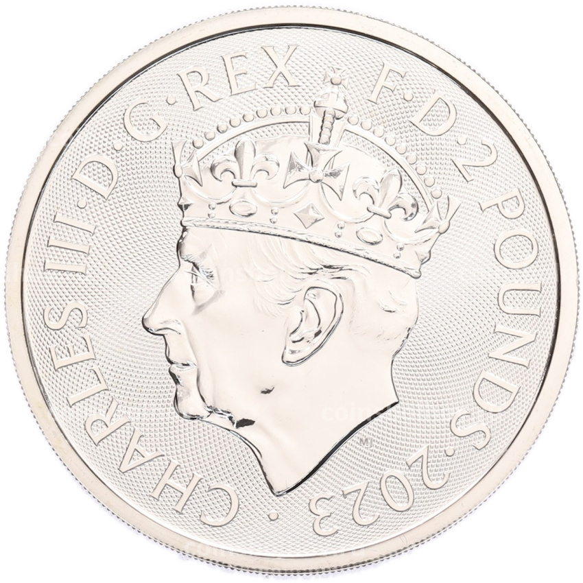 Монета 2 фунта 2023 года Великобритания «Британия» (Портрет Карла III с короной) (вид 2)