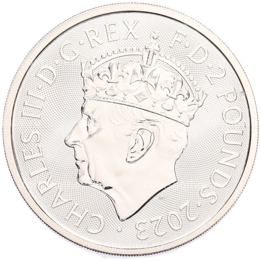 Монета 2 фунта 2023 года Великобритания «Британия» (Портрет Карла III с короной) (вид 2)