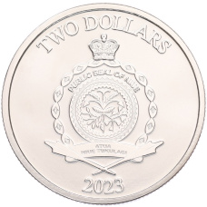 Монета 2 доллара 2023 года Ниуэ «Дерево жизни» (реверс)