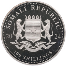Монета 100 шиллингов 2024 года Сомали «Дикая природа Африки — Слон» (реверс)