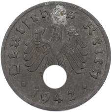 Монета 1 рейхспфенниг 1942 года A Германия (аверс)