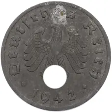 Монета 1 рейхспфенниг 1942 года A Германия (аверс)
