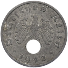 Монета 1 рейхспфенниг 1942 года A Германия (аверс)