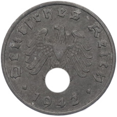 Монета 1 рейхспфенниг 1942 года A Германия (аверс)