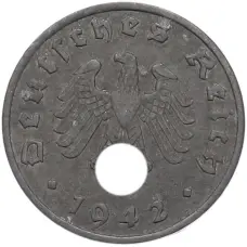 Монета 1 рейхспфенниг 1942 года A Германия (аверс)