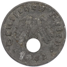 Монета 1 рейхспфенниг 1942 года A Германия (аверс)