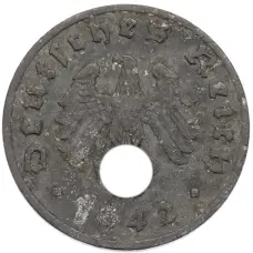 Монета 1 рейхспфенниг 1942 года A Германия (аверс)