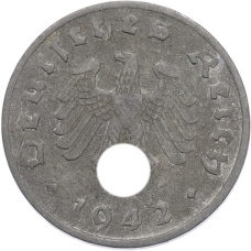 Монета 1 рейхспфенниг 1942 года A Германия (аверс)