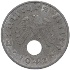 Монета 1 рейхспфенниг 1942 года A Германия (аверс)