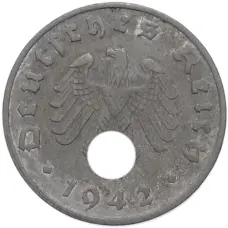 Монета 1 рейхспфенниг 1942 года A Германия (аверс)