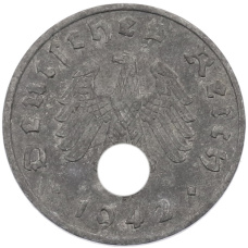 Монета 1 рейхспфенниг 1942 года A Германия (аверс)