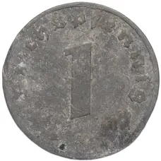 Монета 1 рейхспфенниг 1940-1945 года Германия (реверс)