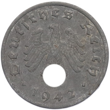 Монета 1 рейхспфенниг 1942 года A Германия (аверс)
