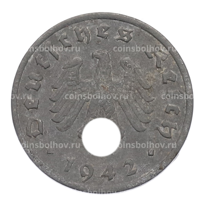 Монета 1 рейхспфенниг 1942 года A Германия