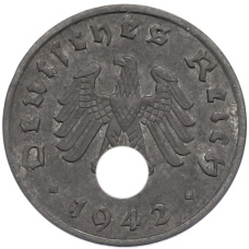 Монета 1 рейхспфенниг 1942 года A Германия (аверс)
