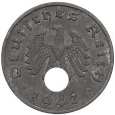 Монета 1 рейхспфенниг 1942 года A Германия (аверс)