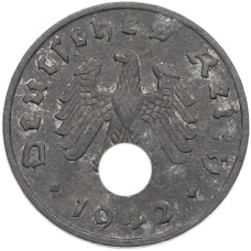 Монета 1 рейхспфенниг 1942 года A Германия (аверс)