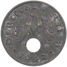 Монета 1 рейхспфенниг 1942 года A Германия (аверс)