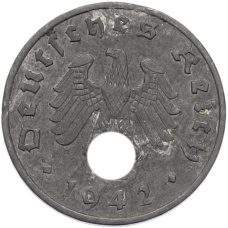 Монета 1 рейхспфенниг 1942 года A Германия (аверс)