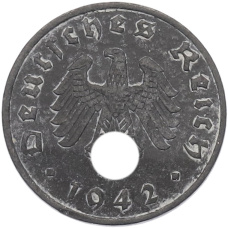 Монета 1 рейхспфенниг 1942 года A Германия (аверс)